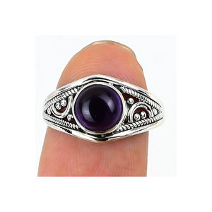 Pierre précieuse d'améthyste naturelle 925 argent sterling massif vente en gros de bijoux fins bagues saint valentin et cadeau d'anniversaire pour elle - Product Image 2
