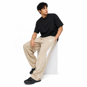 Pantalones anchos personalizados de nailon ligero con cordón, informales, para hombre, con ribete en contraste, para uso exterior, moda, venta al por mayor - Product Image 2