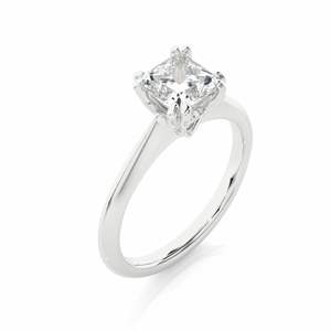 Bague de fiançailles solitaire sertie de diamants taille princesse pour femmes - Product Image 5
