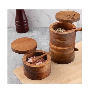 กล่องน้ำตาลทำจากไม้เครื่องใช้ในครัวสำหรับบ้านชามไม้กระดาษเกลือสินค้าแฮนด์เมด - Product Image 5