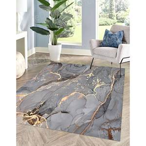 Tapis imprimé marbre gris et or : luxe moderne pour la maison, avec tapis à poils doux - Product Image 2