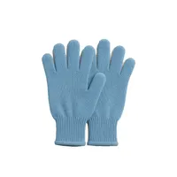 Gants classiques en coton tricoté bleu clair avec poignets côtelés