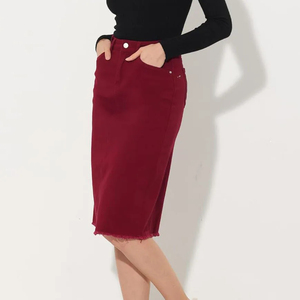 Jupe élégante pour adulte, fermeture simple boutonnage, motif vintage délavé, essentiel pour la garde-robe, exportation mondiale - Product Image 2