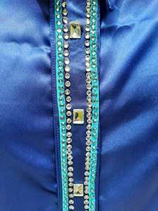 Chemise de spectacle western Cowgirl faite à la main taille haute avec fermeture à glissière tissu taffetas extensible respirant - Product Image 3