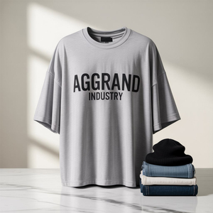 Col épais poids lourd GSM haute qualité 100% coton T-shirt détresse Larges imprimé avant T-Shirt coupe ample surdimensionné pour hommes - Product Image 6