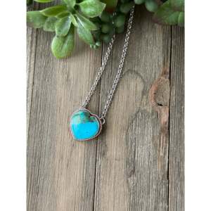Collier Cœur Vintage en Argent Sterling Plaqué Rhodium avec Turquoise et Chaîne à Maillons Ornée de Diamants - Product Image 3