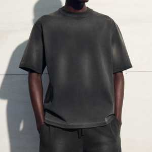 T-shirts respirants Hip Hop lavés à l'acide pour hommes en coton spandex lourd 350g - Product Image 6