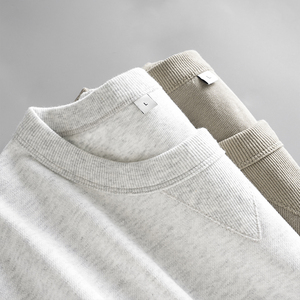 Haute qualité tricoté pur coton blanc couleur unie ample à manches courtes hommes gris 100% coton T-shirt pour hommes coupe ample - Product Image 2