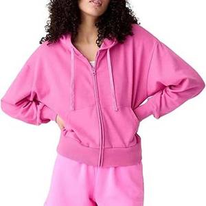 Pink Colour <b>Women</b> Workout Sportswear Hoodie Jacket With New Style Breathable Plus Size <b>Women's</b> Hoodies Sweatshirt From Pakistan - Product Image 1
