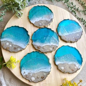 Sous-verre en résine design, style bohème haut de gamme, fait à la main, écologique, surface lisse en époxy pour boissons chaudes/froides - Product Image 3