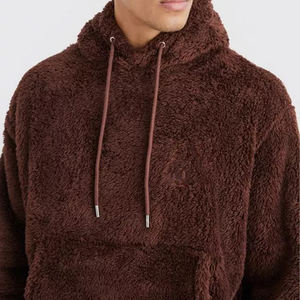 OEM 2025 High Quality <b>Men</b> Fashionable Sweatshirt Casual Loose <b>Sherpa</b> Pullover Oversized <b>Hoodie</b> with Pockets Warm for <b>Men</b> <b>Hoodie</b> - Product Image 3