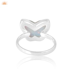 Aurora Opal Sky Gemstone Butterfly Style Plata de Ley 925 Hermoso anillo hecho a mano para mujer Fabricante de joyería personalizada - Product Image 4