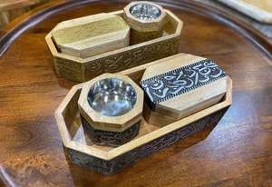 ชุดเครื่องเขียน bakhoor ทำจากเรซิน Jasmin ถาดไม้สนกุหลาบกล่องไม้ไม้จันทน์ที่วางธูปสำหรับศาสนา - Product Image 5