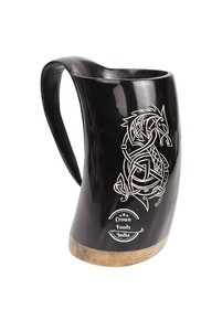 Taza de cuerno vikingo natural al por mayor estilo americano de acero inoxidable de alta calidad con tapa para beber vino y cerveza en India - Product Image 5