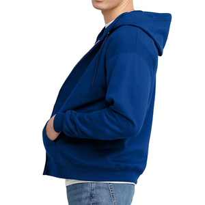 Sweat à capuche Hip Hop lourd à fermeture éclair pour hommes Sweat à capuche noir surdimensionné personnalisé 100% coton Impression personnalisée Sweat à capuche de base à fermeture éclair - Product Image 5