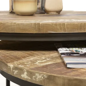 Lot de 3 Bijzettafels en bois d'acier pour le salon, la cuisine et la salle de bain Accents en bois fabriqués à la main - Product Image 2