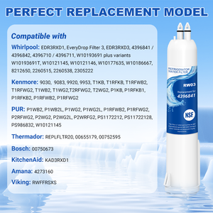 ไส้กรองน้ำตู้เย็น RW03 รุ่นทดแทน 4396841 ได้รับการรับรองมาตรฐาน NSF 42/372 ไส้กรองคาร์บอนกัมมันต์พลาสติกสำหรับใช้ในครัวเรือน อายุการใช้งาน 12 เดือน - Product Image 6