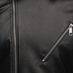 Automne hiver hommes Slim Fit décontracté fermeture éclair veste en cuir manches longues et toile tissu pas cher prix - Product Image 5