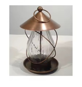 เครื่องให้อาหารนกทรงกลมทำจากเหล็กสีเขียวเข้มสำหรับสวนกลางแจ้งทำด้วยมือดีไซน์ทันสมัย - Product Image 3