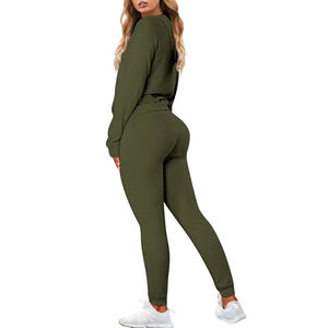 Fabricants de vêtements coton Polyester femme tenue Yoga 2 pièces Streetwear survêtements ensembles survêtements pour femmes 2026 - Product Image 2