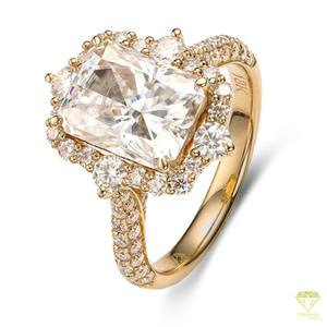 Anillo de compromiso de moissanita de excelente calidad, piedra de corte radiante, diamante, propuesta elegante para mujer, disponible al mejor precio - Product Image 2