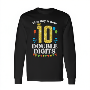T-shirt à manches longues pour garçon, 10e anniversaire, motif couronne à chiffres doubles - T-shirt promotionnel - Product Image 2