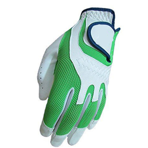 Guantes de Golf Junior Premium Transpirables Antideslizantes Verdes con Ribete Blanco Diseño de Logotipo Personalizado Cuero Genuino Deportes Unisex - Product Image 3