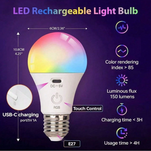 USB Led <b>Bulb</b> <b>Rechargeable</b> Light <b>Bulb</b> Smart <b>Bulb</b> Dimmable E27 <b>Bulbs</b> with Timing Cordless Battery Operated Light <b>Bulb</b> - Product Image 4