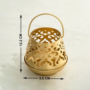 Latest Golden Metal Pillar Shape Handmade <b>Candle</b> <b>Holder</b> with Laser Cut Floral Design Mini Votive <b>Lantern</b> for Home Decor Weddings - Product Image 3