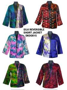 100% seda Tie Dye Kimono exportación calidad tela Casual corto con Kimono de moda seda Natural tamaño libre Elegante ropa de fiesta - Product Image 5