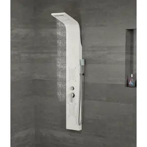 Housen 304不锈钢机械混合水龙头黑色白色银色淋浴面板，带手持淋浴