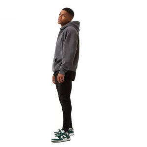 เสื้อฮู้ดผ้าฝ้าย100% ธรรมดาเสื้อสวมหัวผ้าฝรั่งเศสหนาเสื้อมีฮู้ดโอเวอร์ไซส์ผ้าฟลีซเปิดไหล่แบบกำหนดเอง - Product Image 5