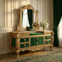 Canapé Rococo Néo-Classique en Velours Émeraude Doré Sculpté Sur Mesure FF&E Vérifié pour Projets de Salons VIP de Palais