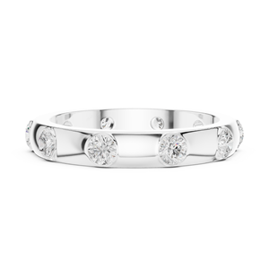 Anillo de Diamantes Chapado en Oro Blanco de 18K Moderno y Lujoso con Piedras Redondas Hecho a Medida para Compromiso de Mujer - Product Image 3