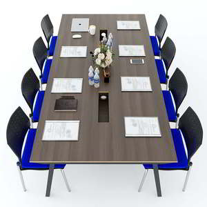 Ministerial <b>Table</b> 240x120cm Plywood Frame and Iron <b>Legs</b> <b>Adjustable</b> PLY System Assembly Required Office Furniture-HBPL010 - Product Image 2