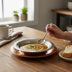 Plato de Cena Moderno de Cobre Martillado de 13 Pulgadas, Resistente, Tradicional, de Plástico, para Fiestas, para Hoteles, 50 Piezas - Product Image 2