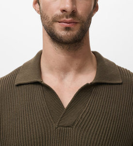 Suéter de Punto con Cuello en V y Solapa, Ropa Casual de Otoño e Invierno, Suéter Liso de Manga Larga para Hombre - Product Image 6