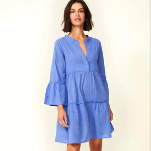 ชุดเดรสเข้ารูปแขนยาวคอวีลึกแบบถักมีโครงเสื้อสเวตเตอร์ขนาดเล็กหรูหราชุดเดรสมินิเดรสสั้นมีโครงสีพื้น - Product Image 2