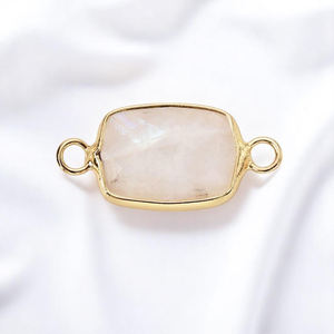 Fait à la main personnalisé Rectangle forme facettes pierre de lune charme Double caution connecteurs nouveauté bijoux pour chrétien en gros - Product Image 1