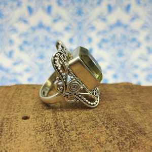 925 Sterling Silver Trendy Design Ring Naturel Vert Citron Topaze Pierre À Facettes Diamant Principal Nature Inspiré En Gros Bijoux - Product Image 3