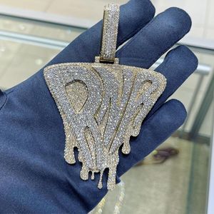 Unisex 925 Sterling Silver Fine Jewelry Classic Hip Hop Style Chain Rapper Pendant with Moissanite Pendants & Charms - Product Image 2