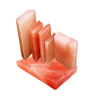 Plaque de cuisson en sel de l'Himalaya sculptée de style nautique avec support métallique, dalles de sel pour la décoration de la maison et les cadeaux