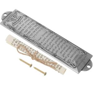 Argent brillant blanc émaillé à la main bijoux métal alliage de zinc juif défilement Mezuzah cas résistant aux intempéries porte Art pour la maison bénédiction - Product Image 6