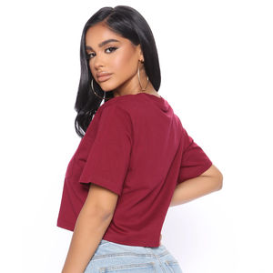 Camiseta recortada de algodón ligero más vendida para mujer, ropa informal holgada de verano para hombre con diseño liso - Product Image 2