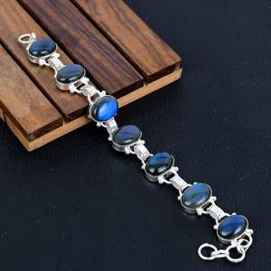 Bracelet réglable en argent sterling 925 chaîne fine à maillons classiques avec cadeau de fête en pierres précieuses Labradorite - Product Image 2