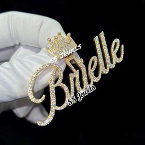 VVS Moissanite Emerald Cut Claw Setting 925 Silver Custom Iced Out Hip Hop Name Pendant pour hommes et femmes - Product Image 2