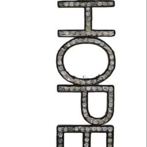 HOPE Pave Diamond Pendant Chapado en oro 925 Sterling Silver Vintage Joyería de mujer 45x15MM Tamaño - Product Image 1