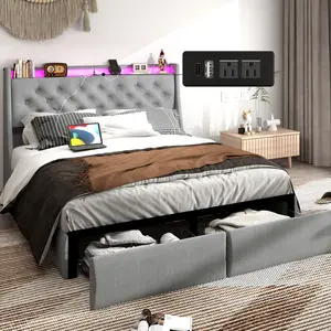 वियतनाम से फैक्टरी मूल्य पर पूर्ण, रानी और किंग आकार के बेडरूम के लिए शानदार फर्नीचर के साथ आधुनिक धातु बिस्तर फ्रेम
