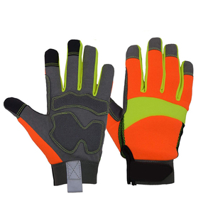 HI vis guantes de tráfico de algodón Reflective Security Duty Guante Verde Ciclismo Poliéster Warm Traffic Guantes de cuero reflectantes - Product Image 5