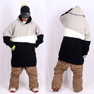Men's Color Blocking <b>Hooded</b> <b>Fleece</b> Sweatshirt Oversized Long Sleeve Casual Winter Pullover with Pocket - Product Image 5